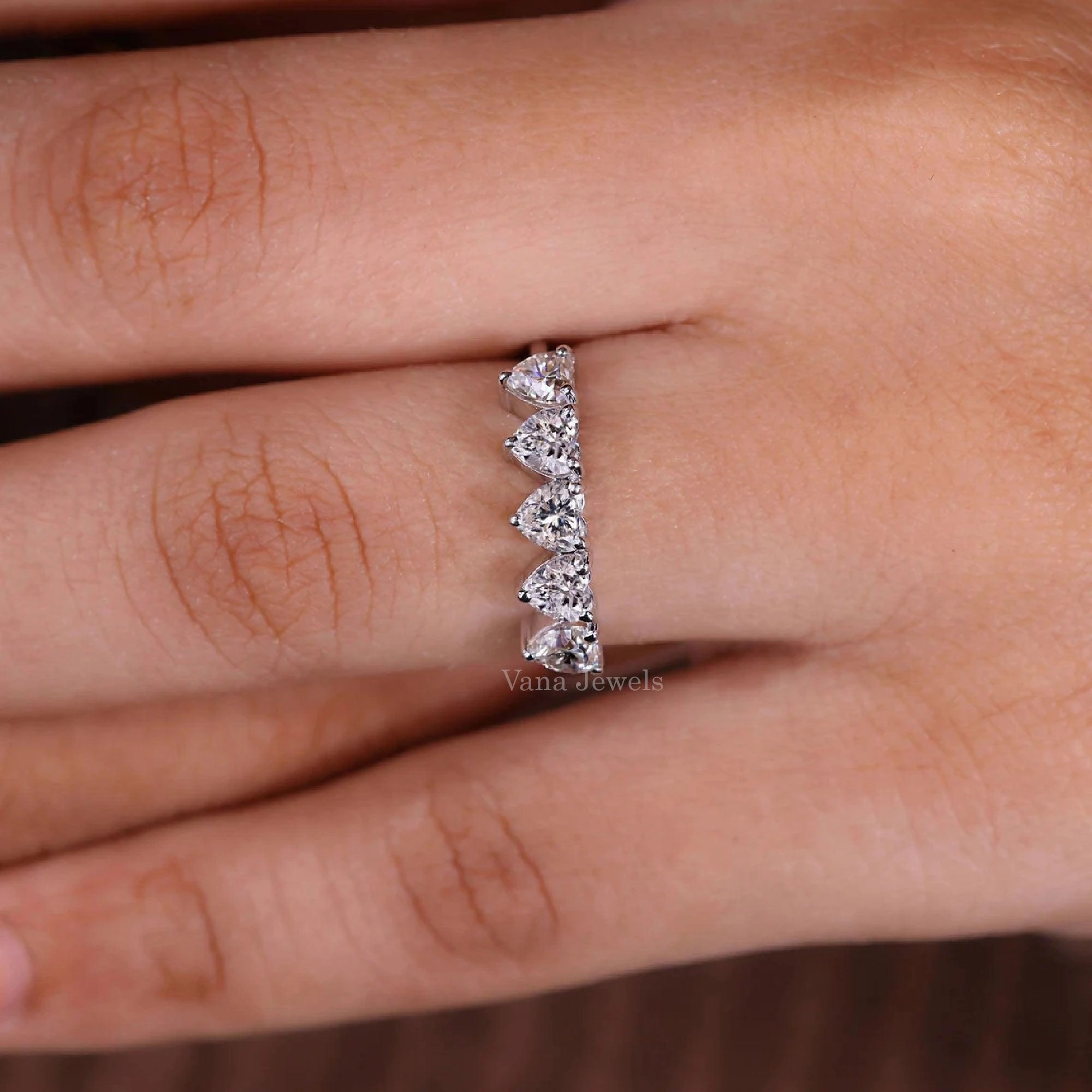 Heart Cut Lab Grown Diamond Eternity Wedding Band