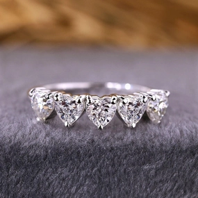 Heart Cut Lab Grown Diamond Eternity Wedding Band