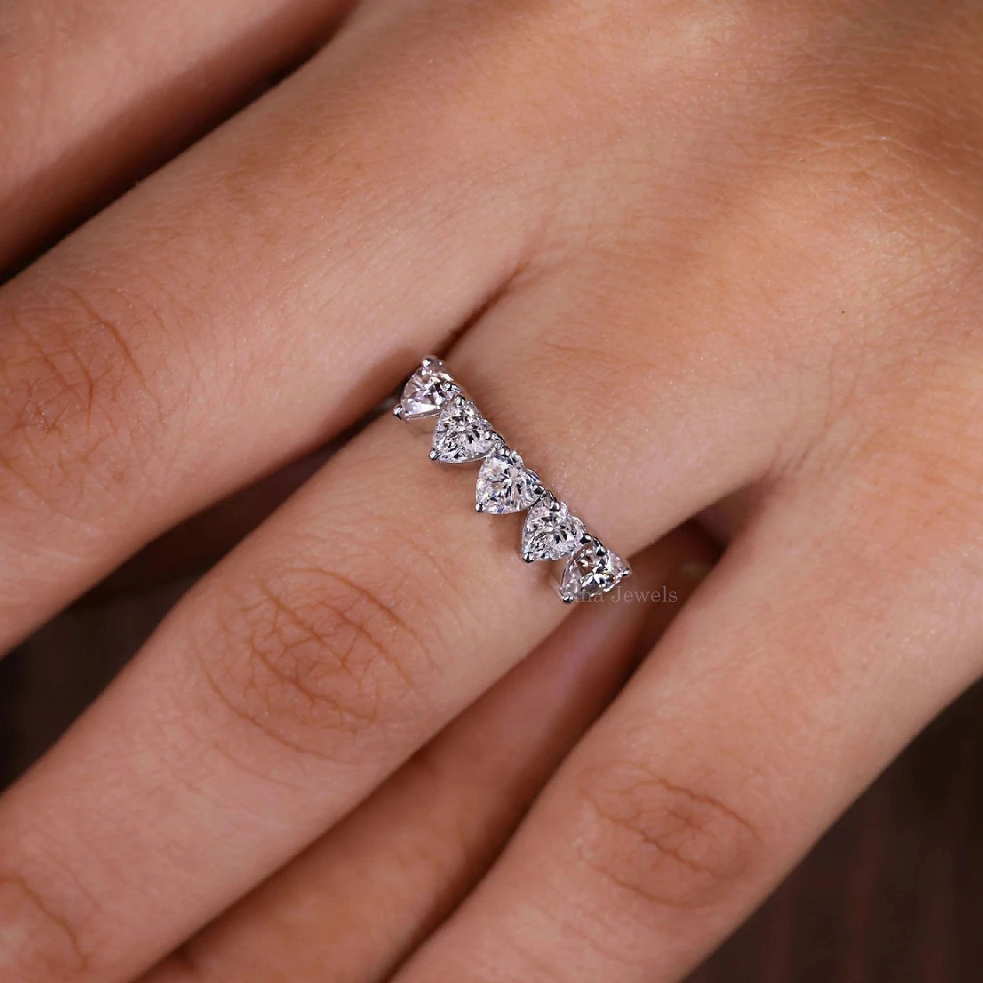 Heart Cut Lab Grown Diamond Eternity Wedding Band
