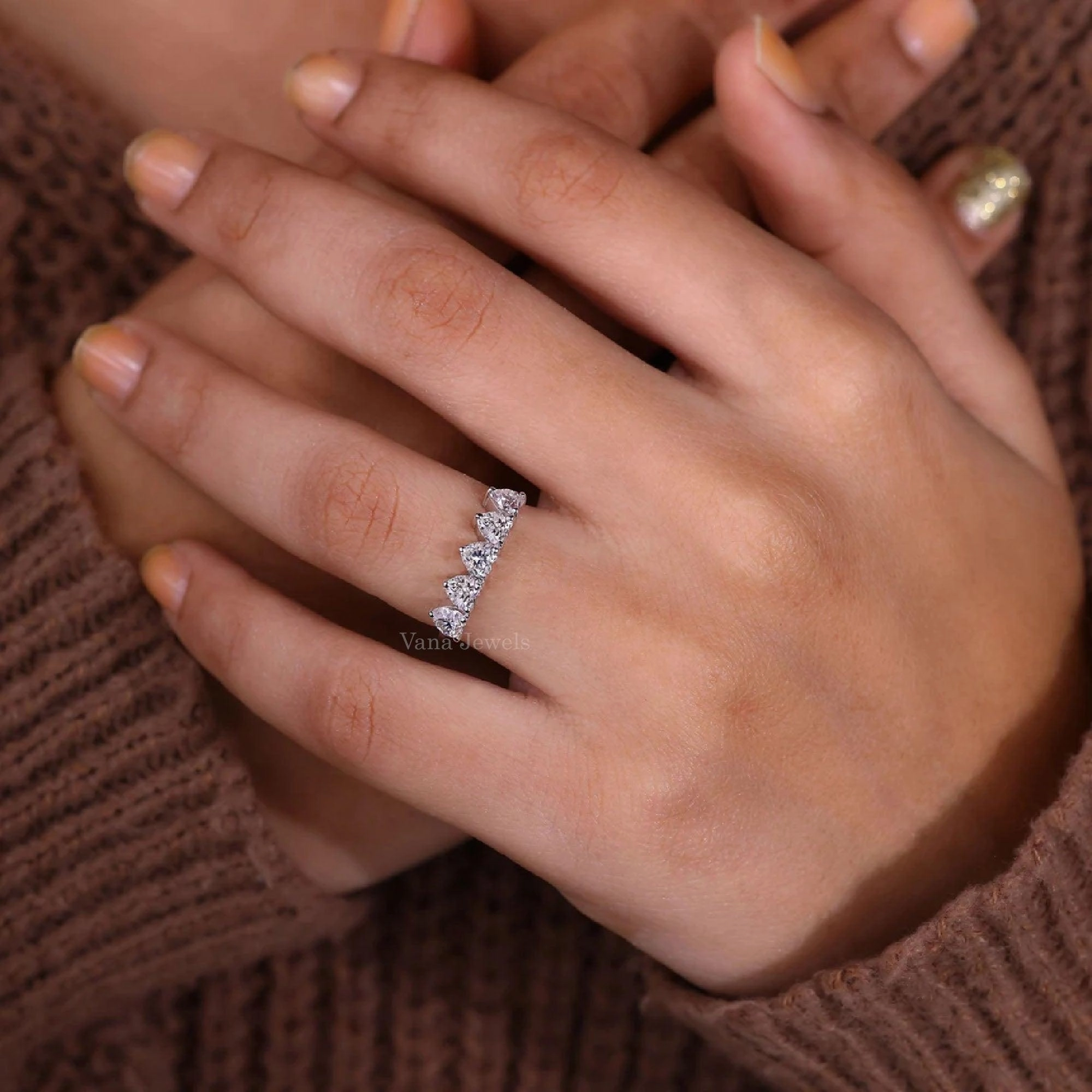 Heart Cut Lab Grown Diamond Eternity Wedding Band