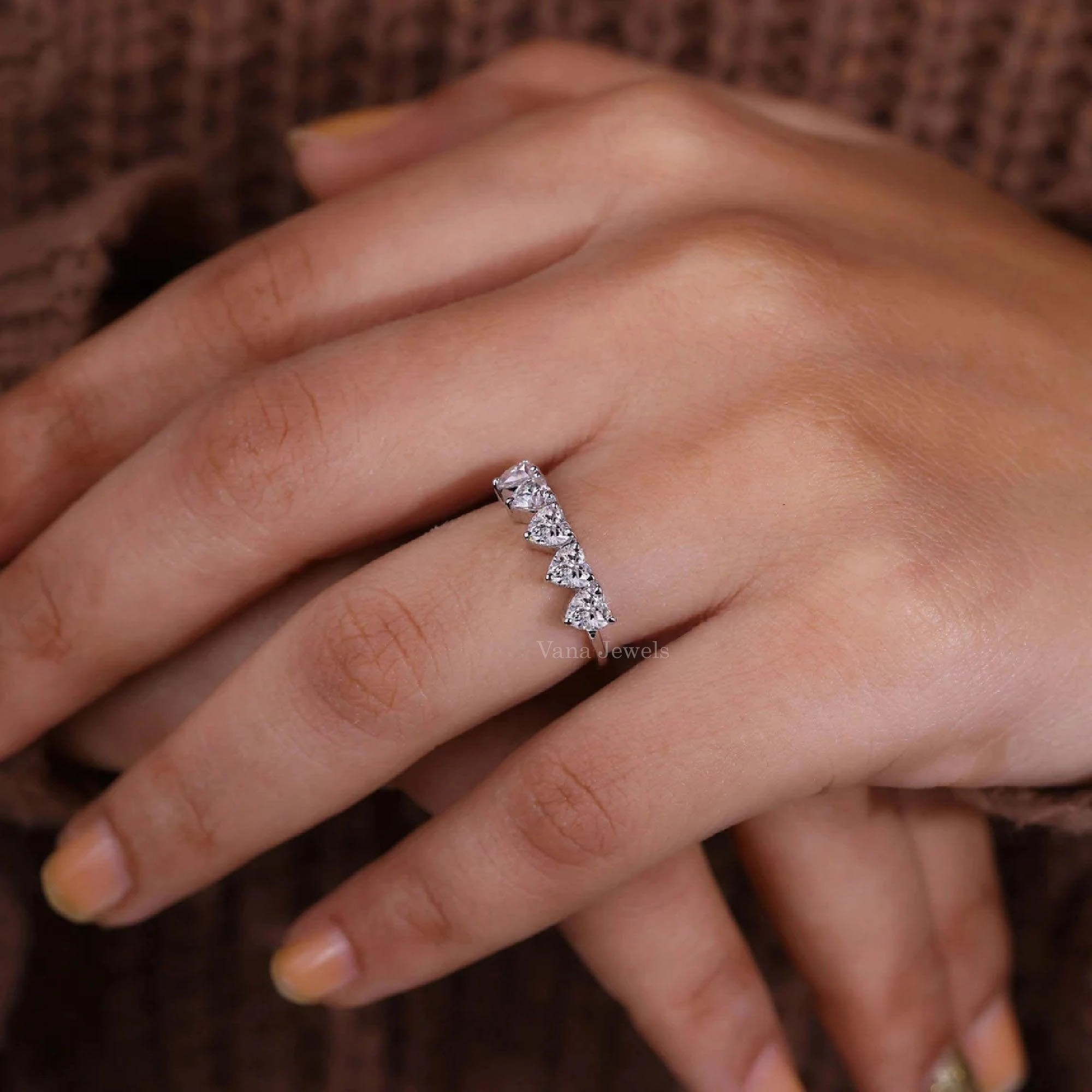 Heart Cut Lab Grown Diamond Eternity Wedding Band
