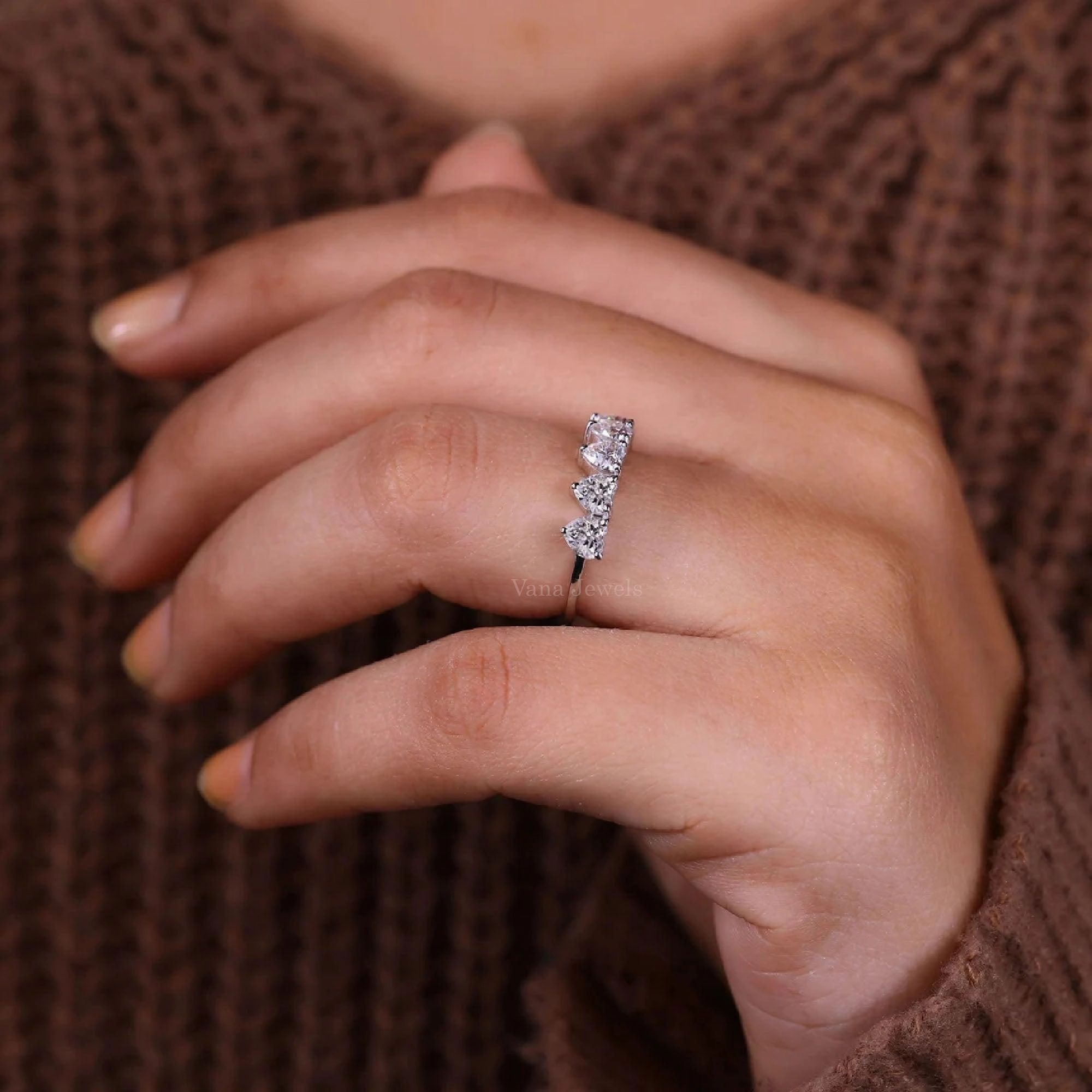 Heart Cut Lab Grown Diamond Eternity Wedding Band