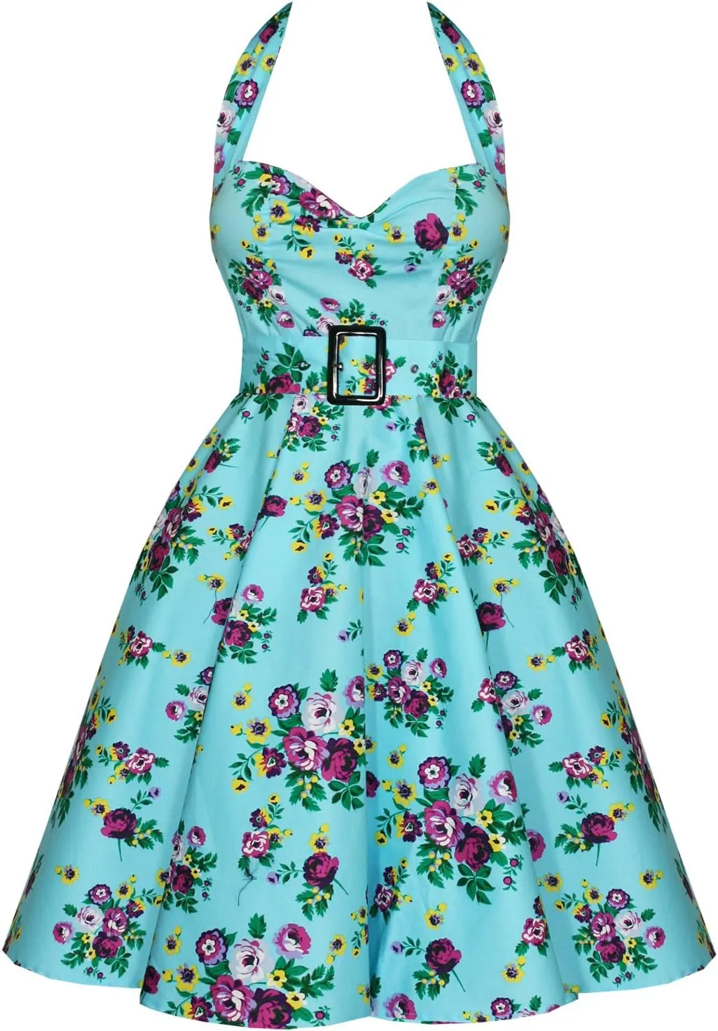 Hell Bunny Blue Floral MayDay Pinup Swing Dress