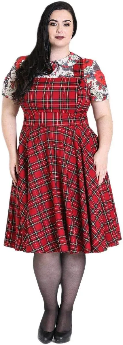 Hell Bunny Irvine Tartan Vintage Retro Pinafore Dress XS-4XL