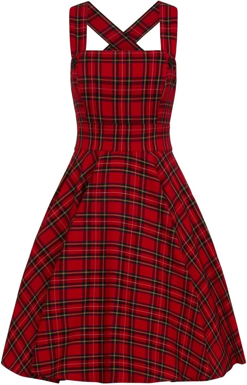 Hell Bunny Irvine Tartan Vintage Retro Pinafore Dress XS-4XL