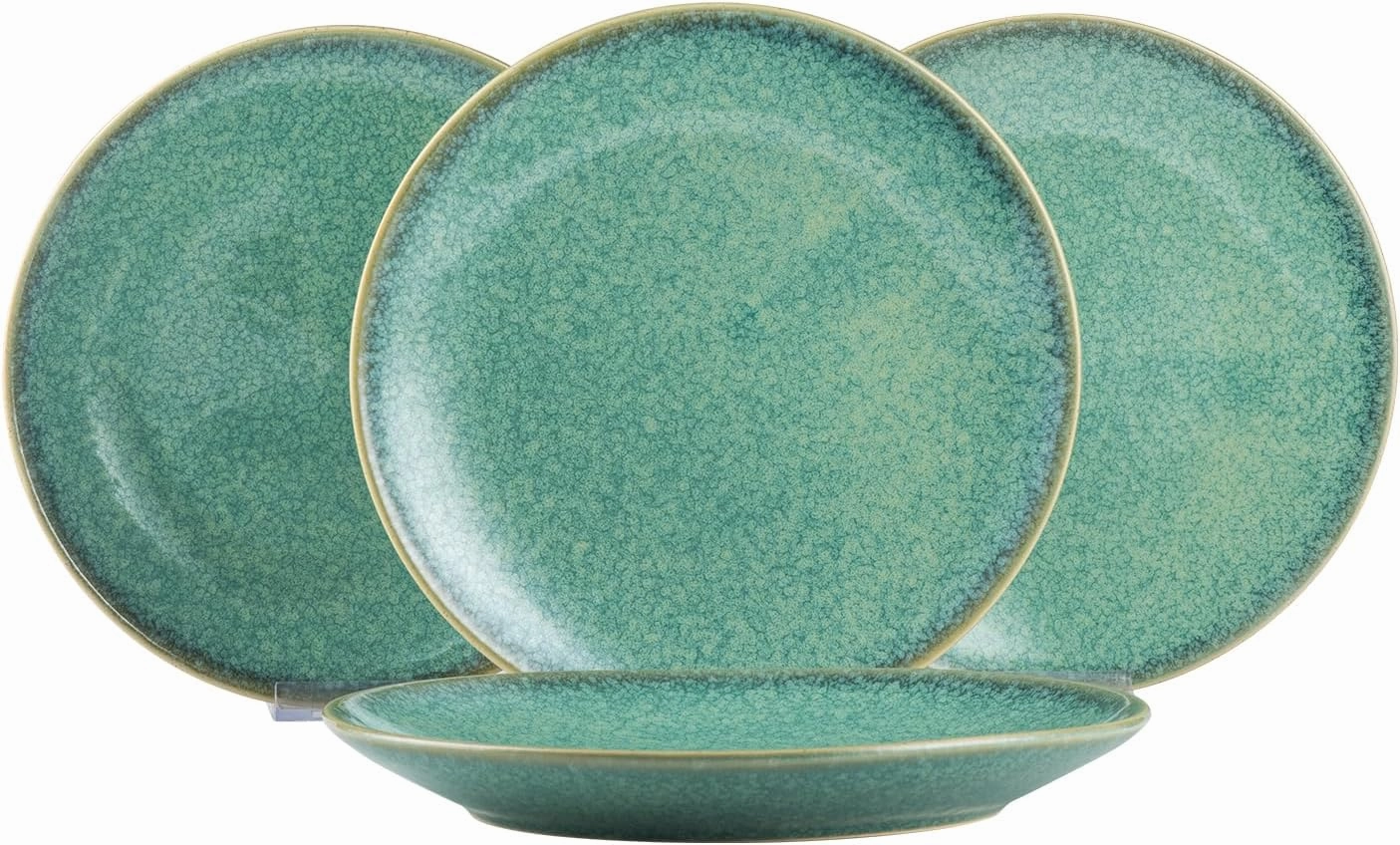 HENXFEN LEAD 10 Inch Dinner Plates Set, Porcelain Serving Dishes for Salad, Pasta, Dessert Microwave, Dishwasher Safe Plates Set of 4 - Reactive Green