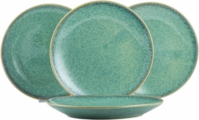 HENXFEN LEAD 10 Inch Dinner Plates Set, Porcelain Serving Dishes for Salad, Pasta, Dessert Microwave, Dishwasher Safe Plates Set of 4 - Reactive Green