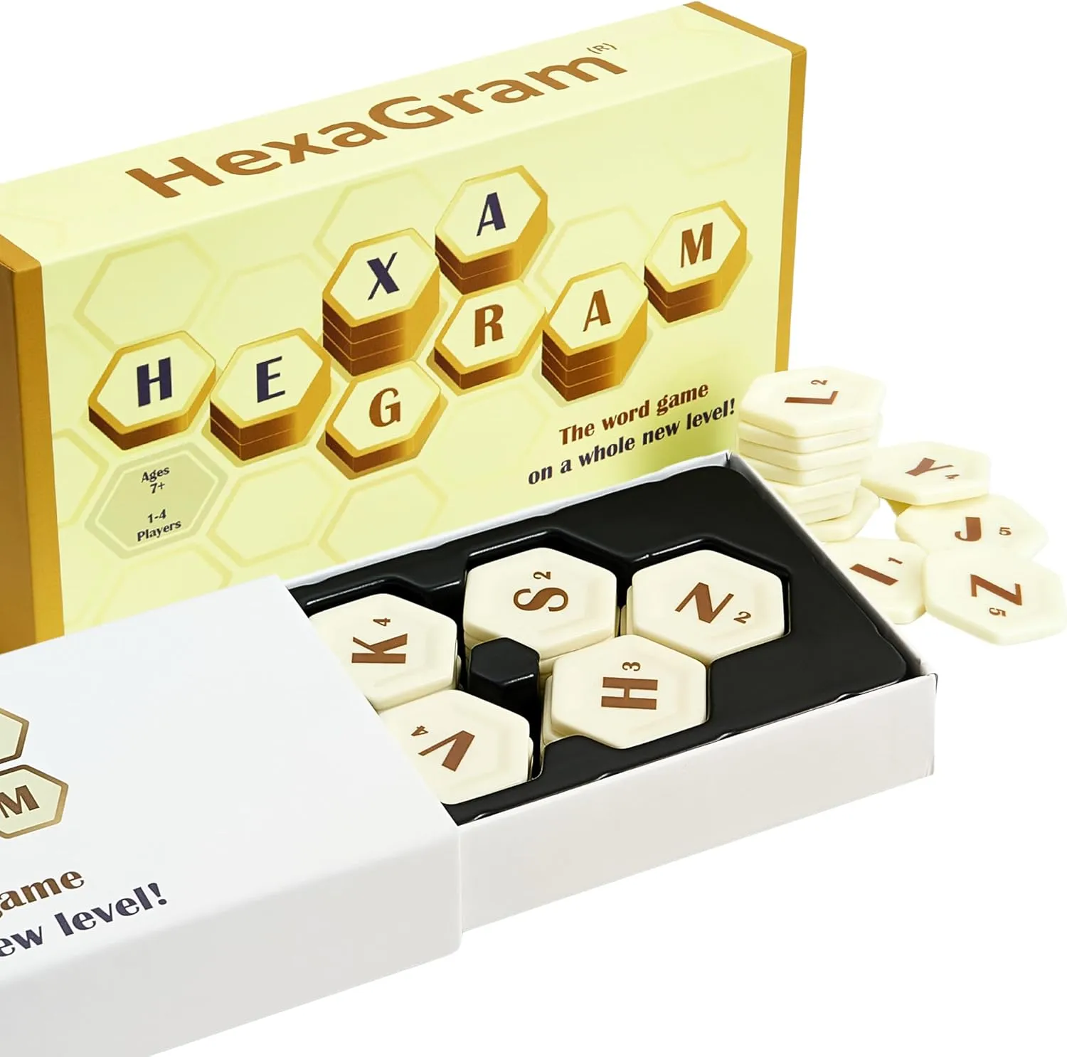 Hexagram® – A Refreshing take on a Classic Word Game | A Family Board Game for Adults, Teens, Solo or 2 to 4 Players, Ages 7 and up | A Word Game on a Whole New Level!