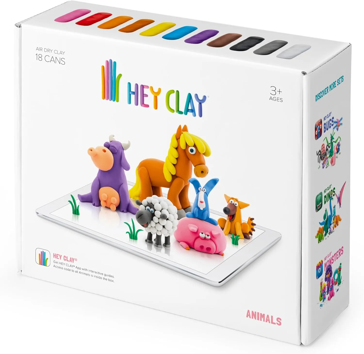 Hey Clay Animals - 18 Can Modeling Air-Dry Clay & Interactive App - Arts & Crafts for Ages 3 to 11