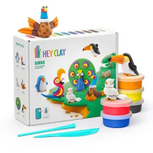 HEY CLAY Birds Set - Colourful Modeling Air Dry Clay for Kids - Air Dry Clay Kit 15 cans and Sculpting Tools with Fun Interactive Instructions App