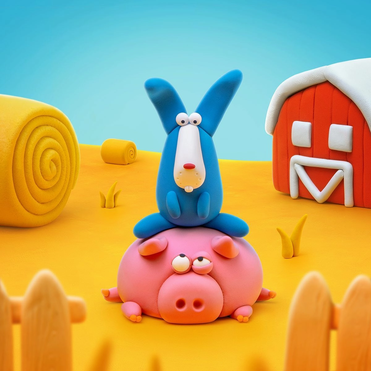 HEY CLAY - ANIMALS (PIGGY, HORSE, RABBIT), 6 CANS