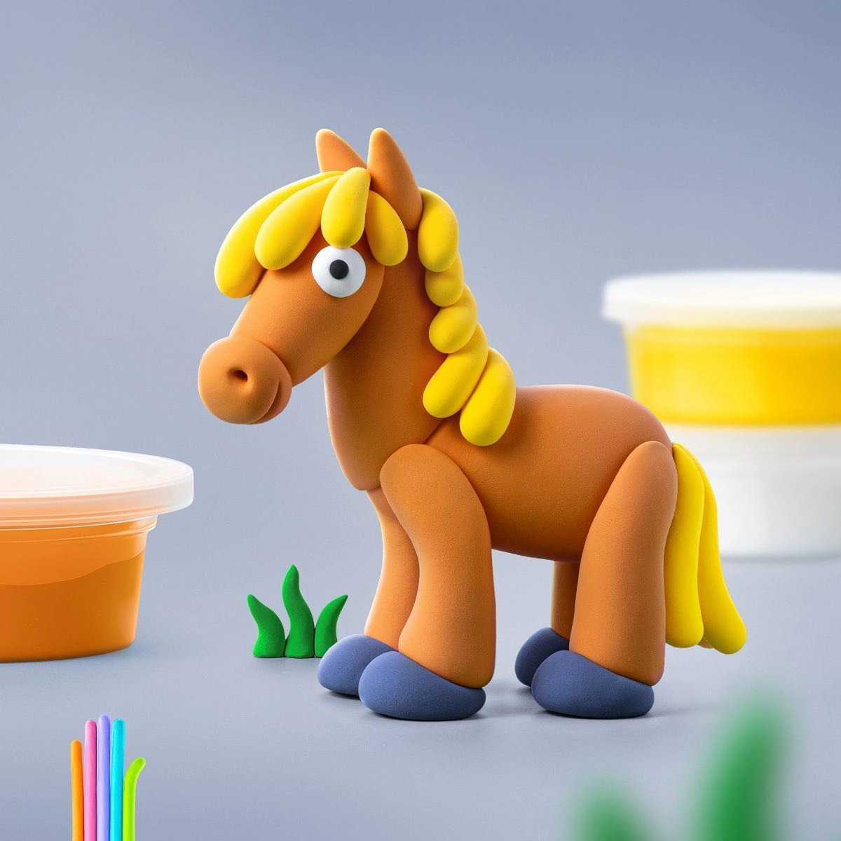 HEY CLAY - ANIMALS (PIGGY, HORSE, RABBIT), 6 CANS