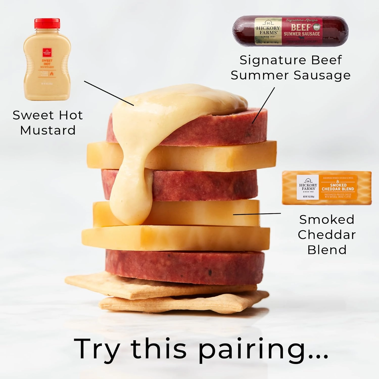 Hickory Farms Smoked Cheddar Cheese Blend, Pack of 3, 10 ounces each - Charcuterie Food Item