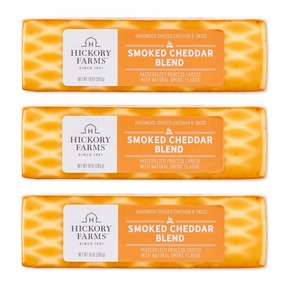 Hickory Farms Smoked Cheddar Cheese Blend, Pack of 3, 10 ounces each - Charcuterie Food Item