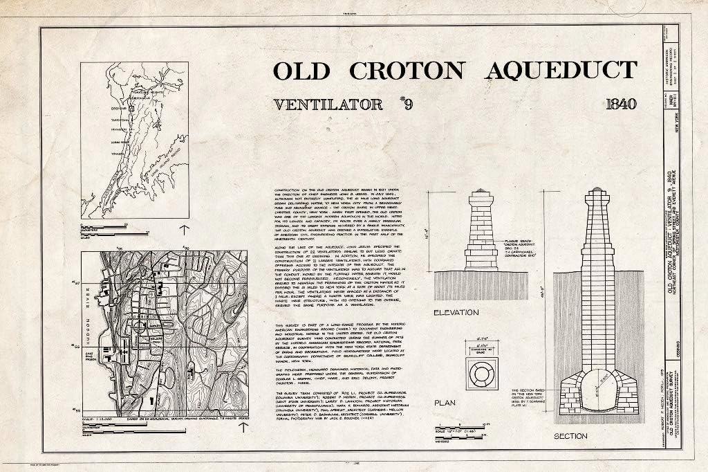 Historic Pictoric : Blueprint HAER NY,60-OSS,2C- (Sheet 1 of 1) - Old Croton Aqueduct, Ventilator Number 9, Spring & Everett Streets, Ossining, Westchester County, NY 12in x 08in