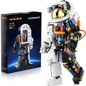HOGOKIDS Astronaut Space Building Set - 896 PCS Space Building Blocks Toys with Display Stand & Two Helmets | Astronaut Collection for Adults, Valentines Birthday Gift for Kids Boys Aged 8 9 10 11 12 