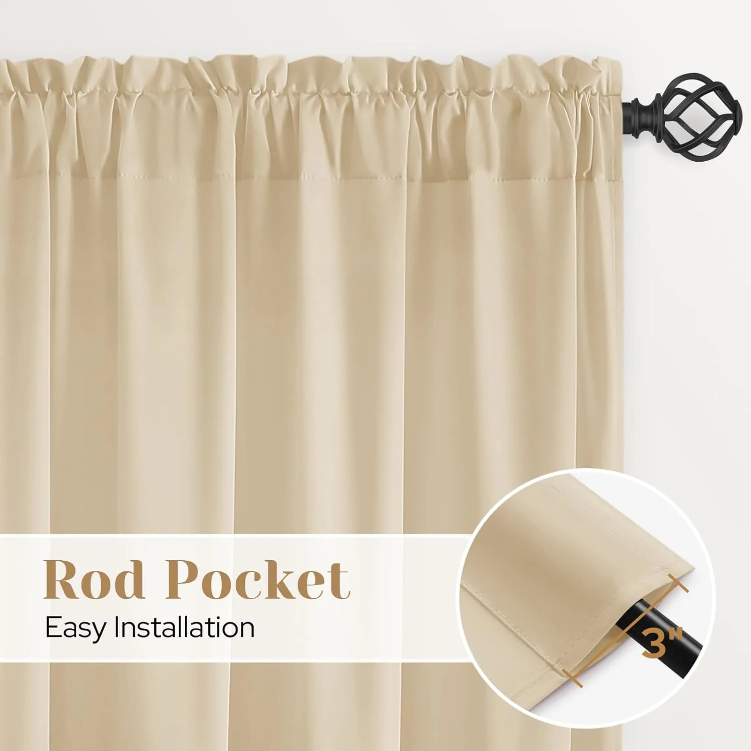 HOMEIDEAS Non-See-Through Beige Privacy Sheer Curtains, 52 X 84 Inches Long 2 Panels Taupe Sheer Curtains Light Filtering Window Drapes for Bedroom Living Room