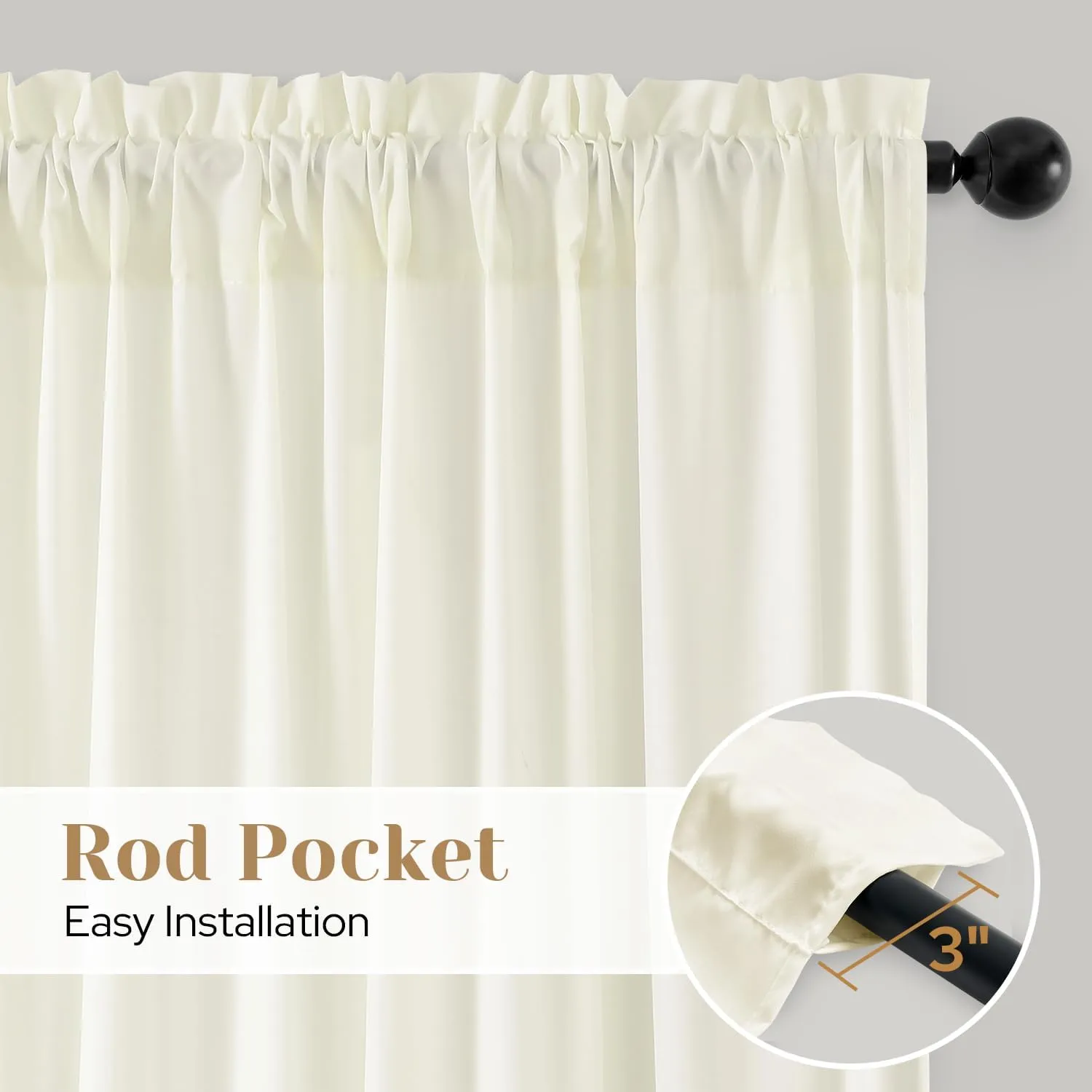 HOMEIDEAS Non-See-Through Cream Yellow Privacy Sheer Curtains, 52 X 84 Inches Long 2 Panels Light Yellow Sheer Curtains Light Filtering Window Drapes for Bedroom Living Room