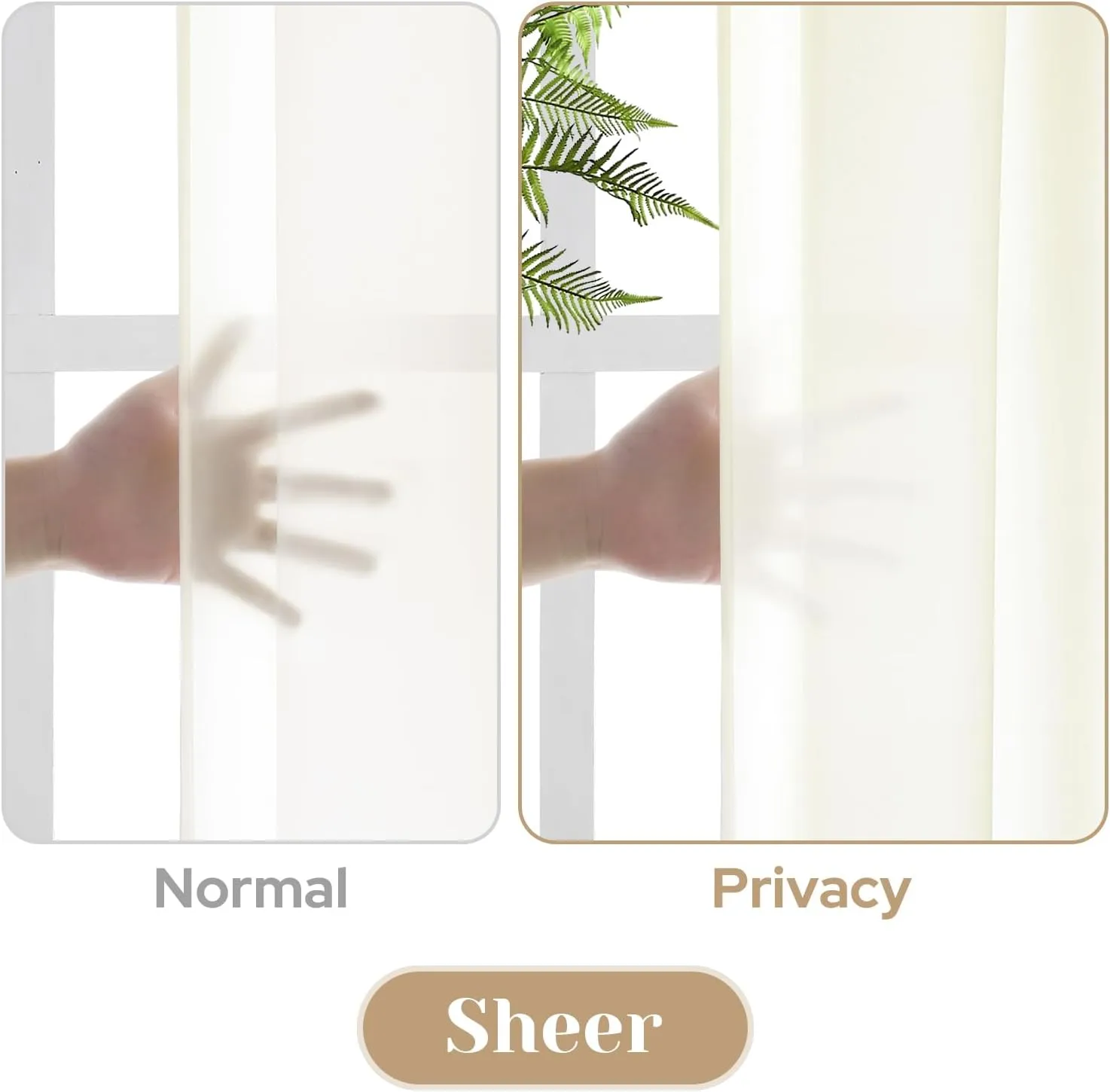 HOMEIDEAS Non-See-Through Cream Yellow Privacy Sheer Curtains, 52 X 84 Inches Long 2 Panels Light Yellow Sheer Curtains Light Filtering Window Drapes for Bedroom Living Room