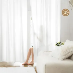 HOMEIDEAS Non-See-Through White Privacy Sheer Curtains 52 X 84 Inches Long 2 Panels Sheer Curtains Light Filtering Window Curtains Drapes for Bedroom Living Room