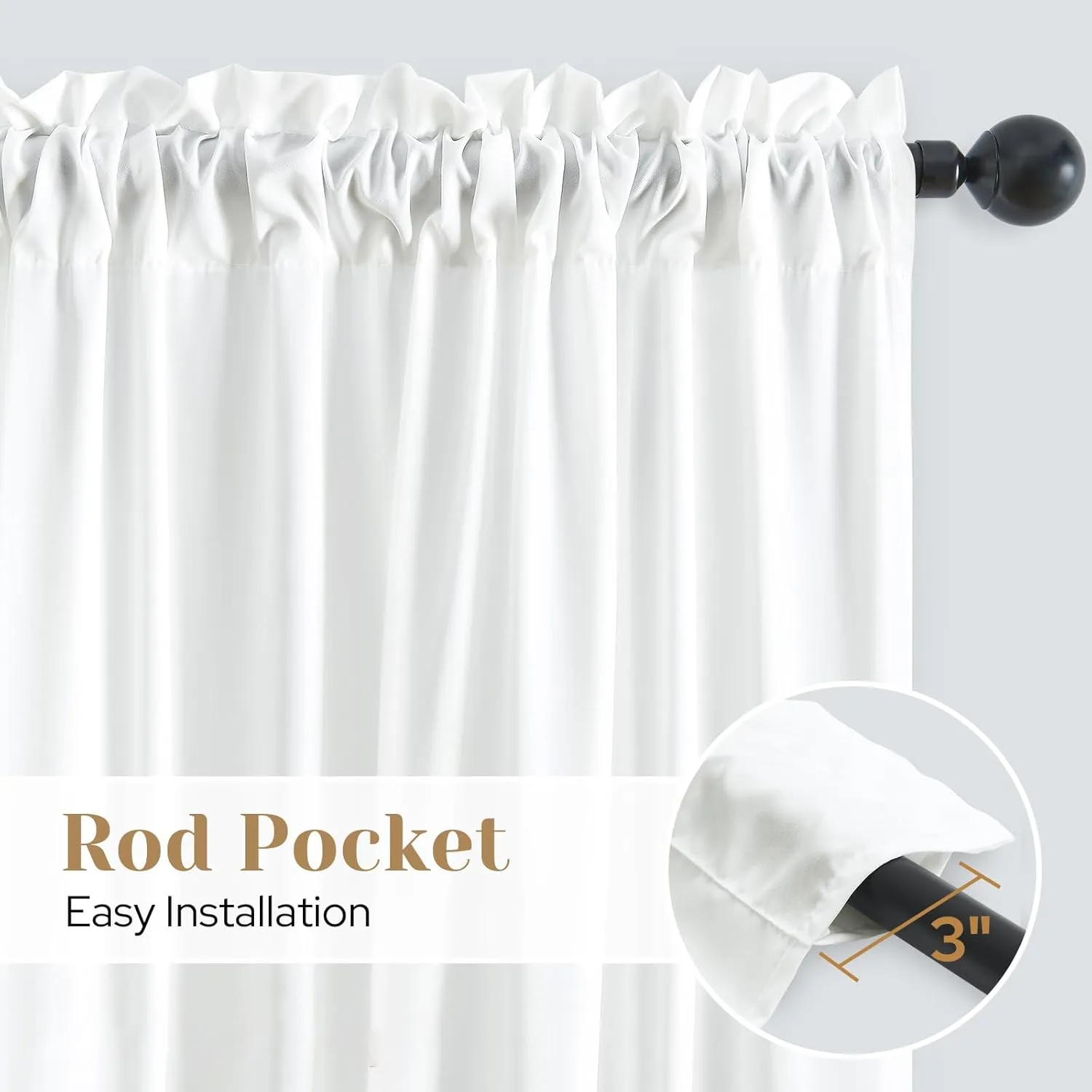 HOMEIDEAS Non-See-Through White Privacy Sheer Curtains 52 X 84 Inches Long 2 Panels Sheer Curtains Light Filtering Window Curtains Drapes for Bedroom Living Room