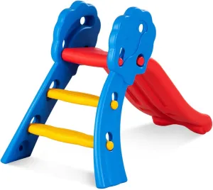 HOMGX 2-in-1 Toddler Slide, Folding Slide with Basketball Hoop & Ladder, Slipping Slide Climber Playset for Indoor Outdoor Playground, Kids Slide Set and Climbing Toys for Toddlers Age 2-5
