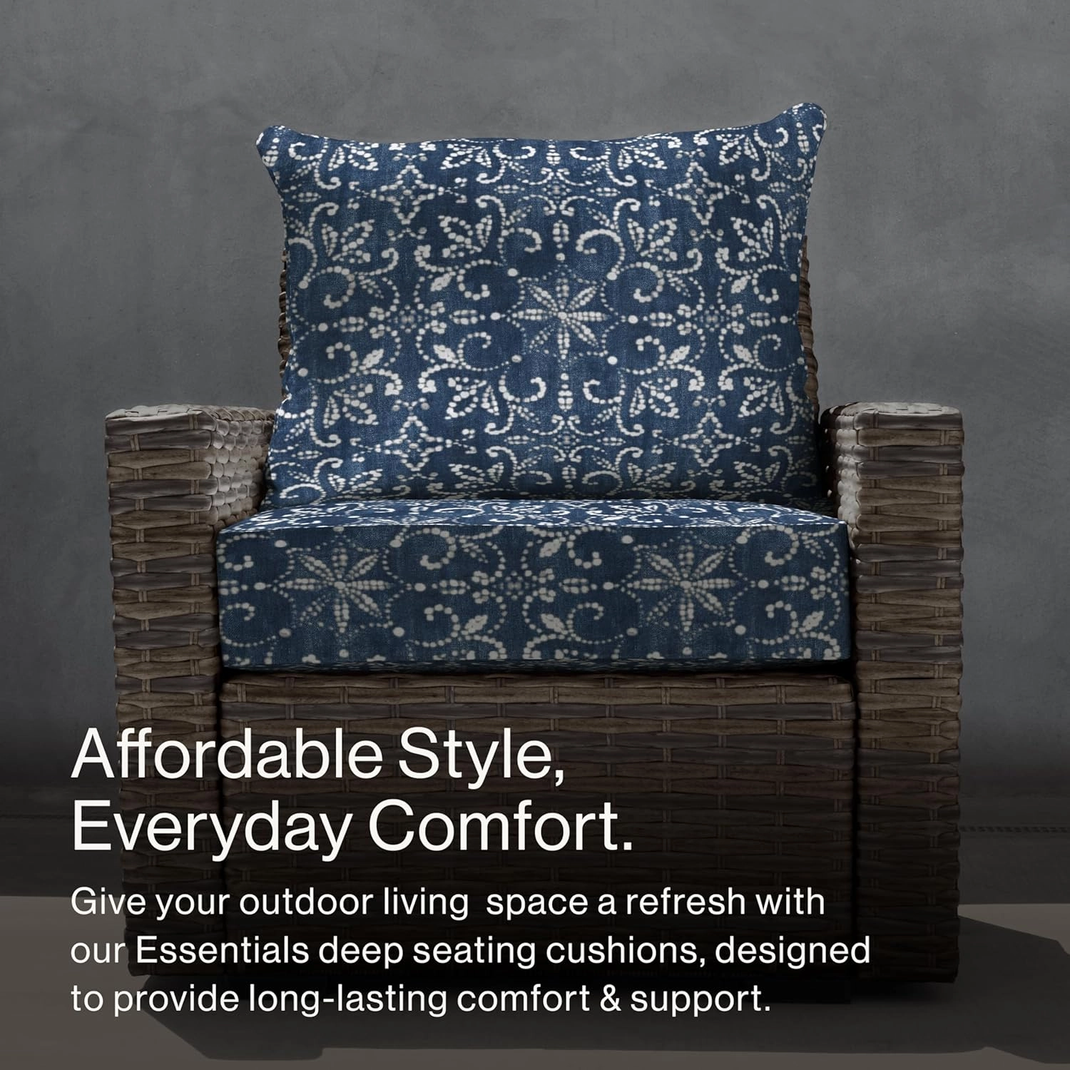 Honeycomb Essentials Outdoor Deep Seating Cushion, 24” x 24”, Boheme Patio Chair Cushion