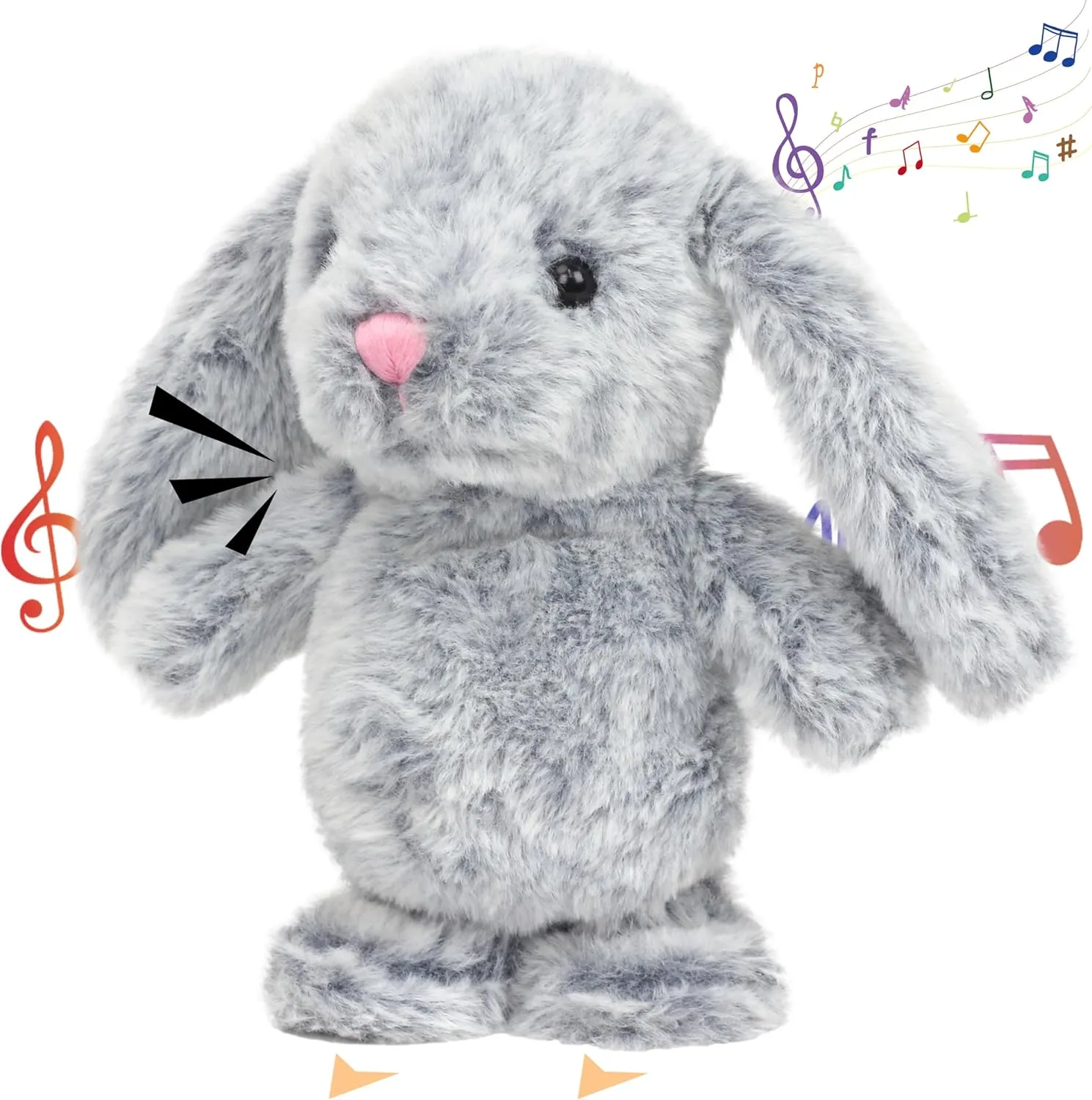 Hopearl Talking Singing Bunny Repeats What You Say Rabbit Walking Electric Interactive Animated Toy Speaking Plush Buddy Gifts for Toddlers, Gray, 9''