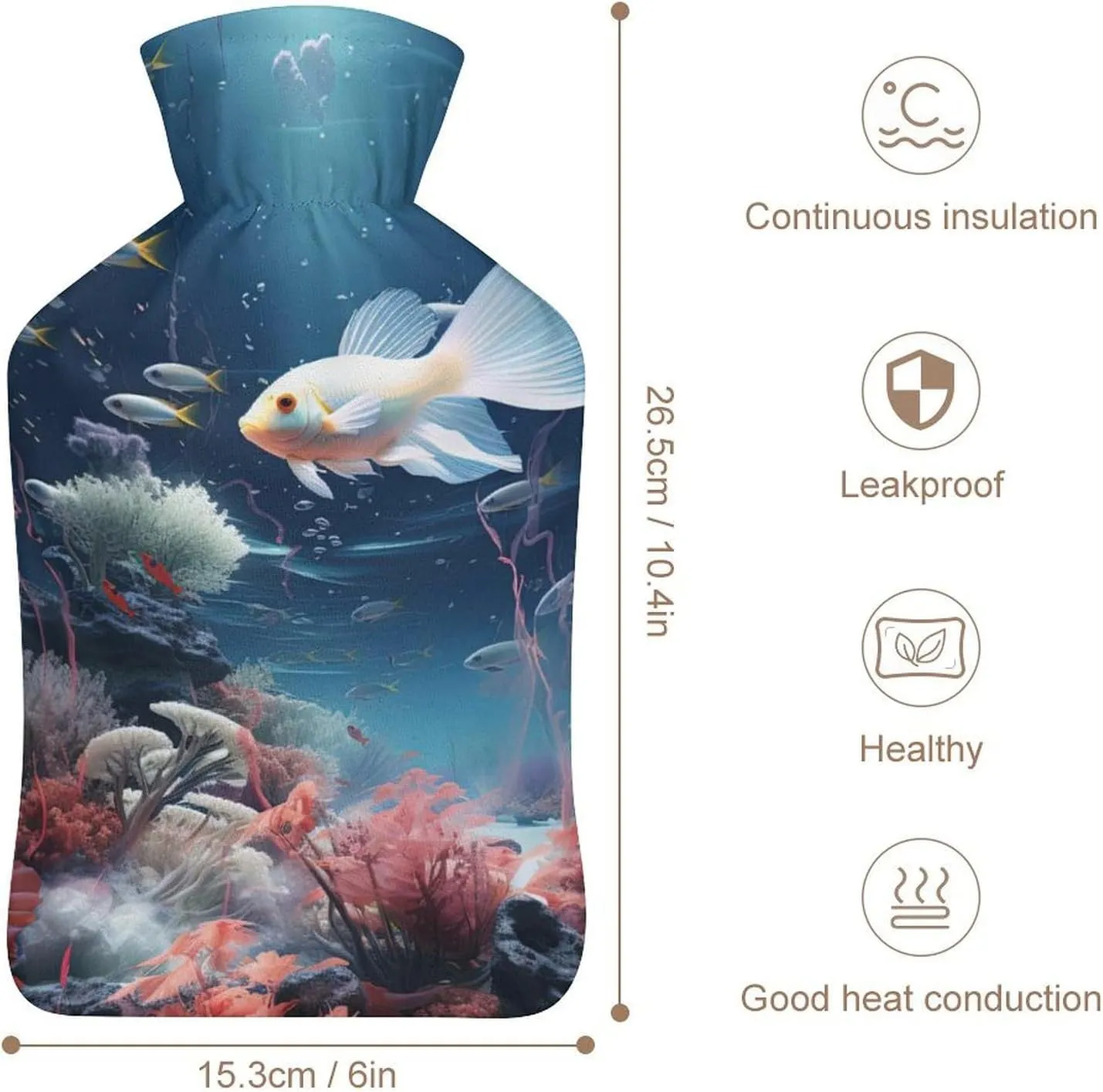 Hot Water Bottle with Soft Cover, Mysterious Space 1L Warm Water Bag for Menstrual Cramps, Blue Ocean Neck And Shoulder Pain Relief, Ideal for Hand & Feet Warmer for Kids, Men & Women, Hot & Cold Comp