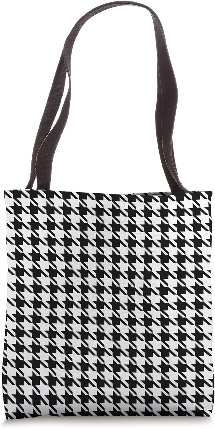 Houndstooth Pattern Checkered Blocks Hounds Tooth Op Art Tote Bag