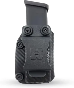 Houston Gun Holsters IWB OWB Kydex Magazine Pouch Case by | Concealment Tactical Multi Use Holster Belt Loop for Pistol Inside The Waistband Fits Single Mag Double Stack .45, Black