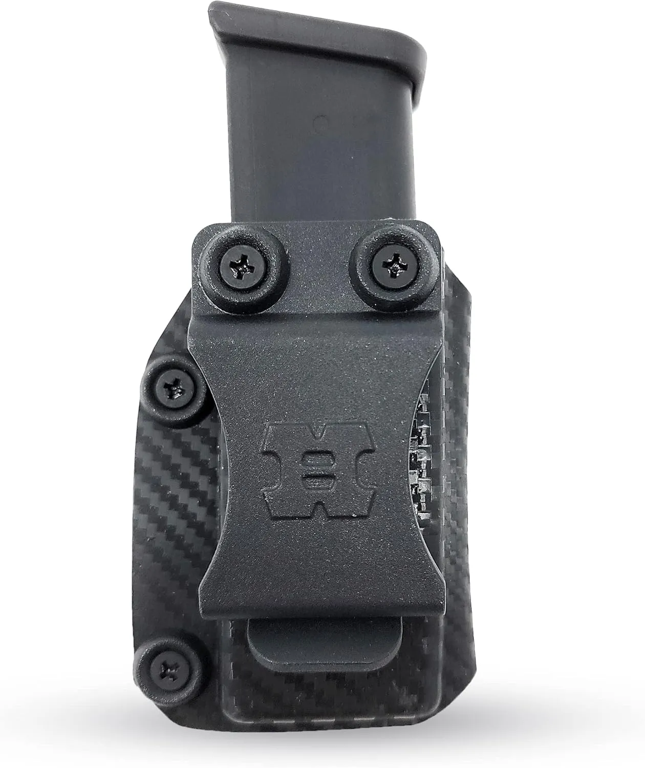 Houston Gun Holsters IWB OWB Kydex Magazine Pouch Case by | Concealment Tactical Multi Use Holster Belt Loop for Pistol Inside The Waistband Fits Single Mag Double Stack .45, Black