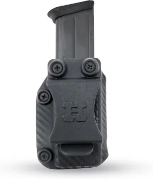 Houston Gun Holsters IWB OWB Kydex Magazine Pouch Case by | Concealment Tactical Multi Use Holster Belt Loop for Pistol Inside The Waistband Fits Single Mag Double Stack .45 KYC-88BG