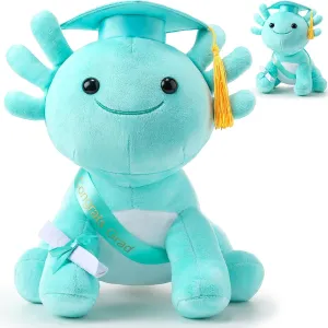 HyDren 10 Inch Graduation Axolotl Plush Stuffed Animal Axolotl Stuffed Animals with Graduation Hat Diploma and Sash, Plush Gift for Preschool, Kindergarten, Friend, Relatives(Green)