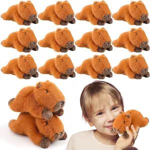 HyDren 12 Pcs Cute Capybara Toys Gifts Stuffed Capybara Animal Plush Toy 5.7 Inch Small Plushes Stuffed for Baby Shower Boys Girls Toddler Birthday Gift(Brown)