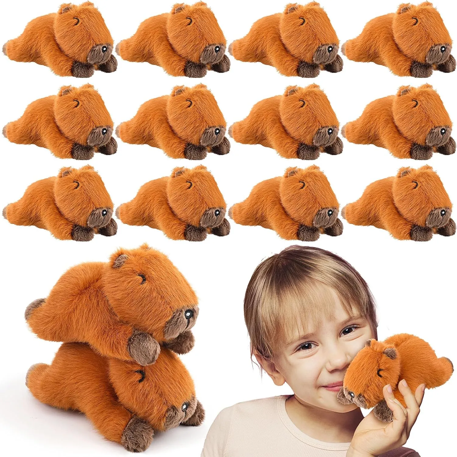 HyDren 12 Pcs Cute Capybara Toys Gifts Stuffed Capybara Animal Plush Toy 5.7 Inch Small Plushes Stuffed for Baby Shower Boys Girls Toddler Birthday Gift(Brown)