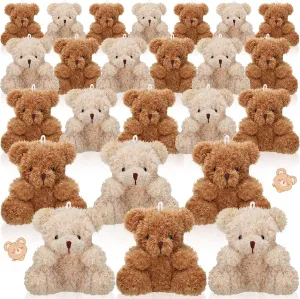 HyDren 24 Pcs 4 in Mini Bear Stuffed Animal Bulk Small Plush Bears Tiny Soft Doll Toy for DIY Keychain Birthday Baby Shower Wedding Graduation Party Favors End of Year Gift Exchange(2 Colors)