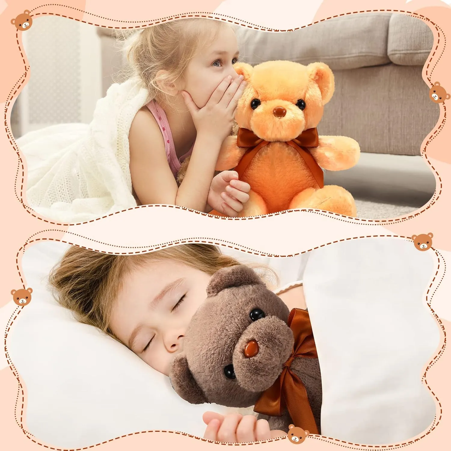 HyDren 30 Pcs Valentines Day Plush Bears Bulk Stuffed Plush Bear Animals with Bow Tie for Birthday Graduation Christmas Party Favor Gift(12 Inch,White, Light Brown, Beige)