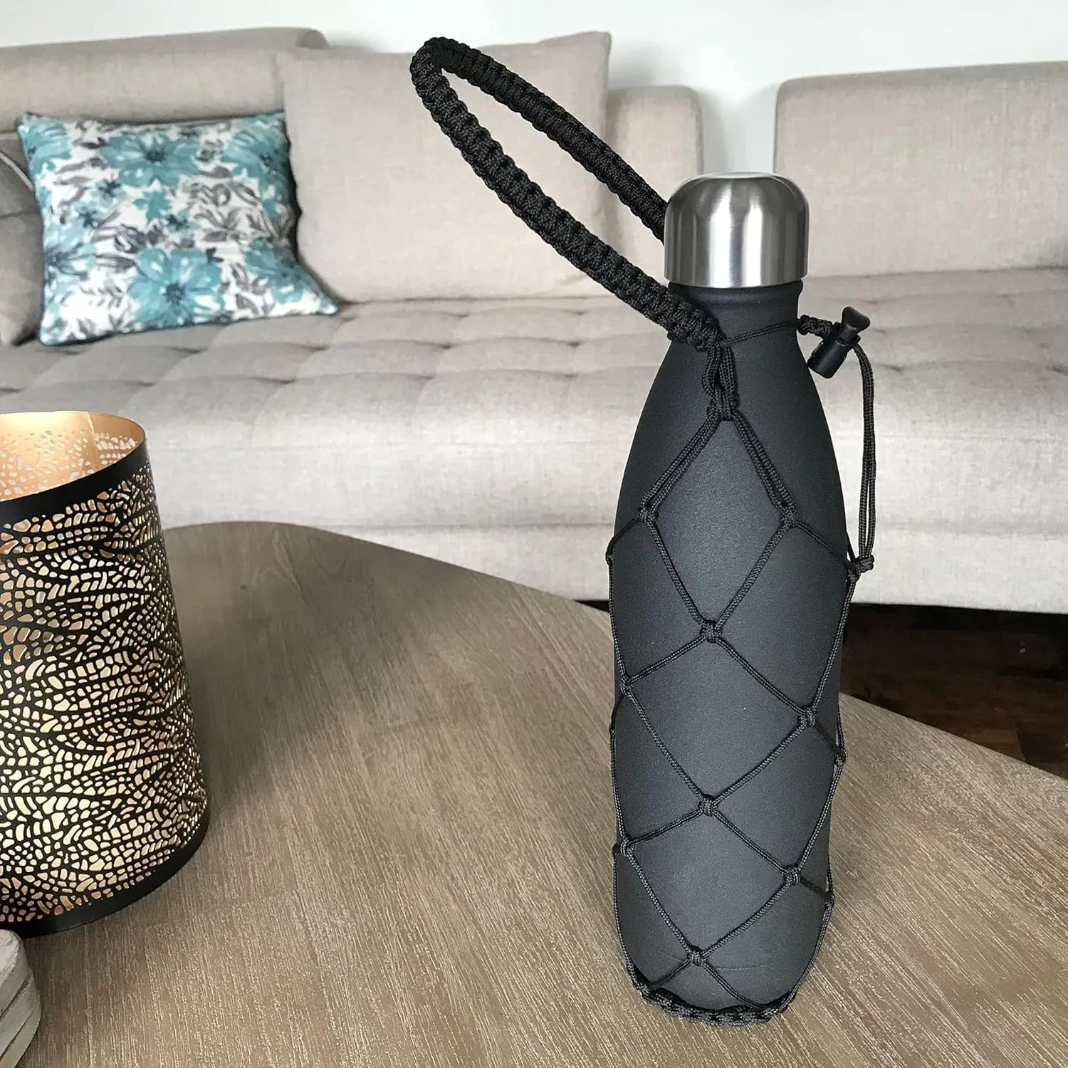 HydroNet Handle - Compatible with S'well, Simple Modern, Mira, Manna Stainless Steel Water Bottles — Available in 9 oz, 17 oz, 25 oz (Black, 17 oz)