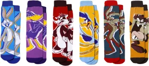 Hyp Looney Tunes Socks for Men, 6 Pair Pack, Mens Bugs Bunny Socks - Daffy Duck, Sylvester, Tweety - Size 8-12