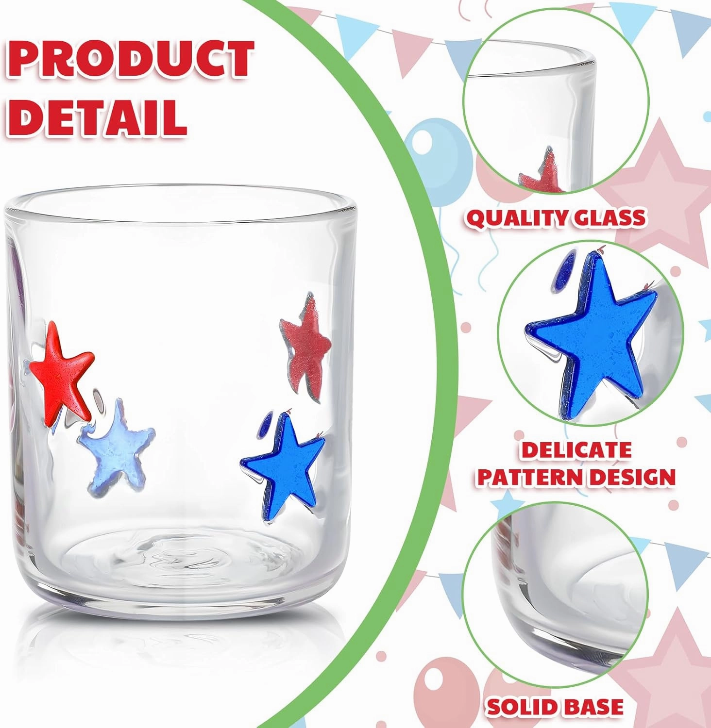 Icon Juice Glasses, 14oz Stemless Wine Drinking Juice Glass Cup for Party Supplies Gift(Red, Blue,2 Pcs)