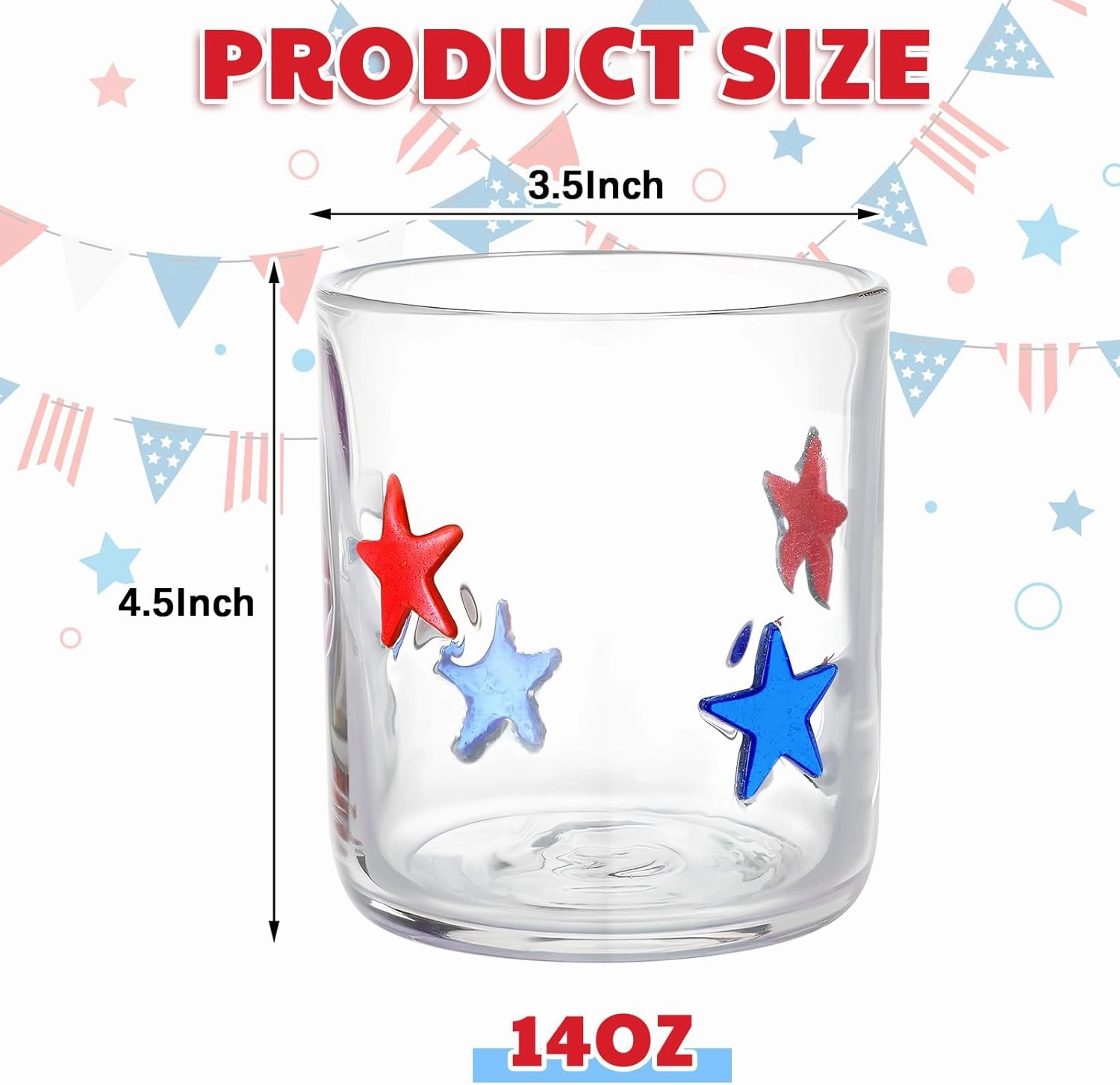 Icon Juice Glasses, 14oz Stemless Wine Drinking Juice Glass Cup for Party Supplies Gift(Red, Blue,2 Pcs)