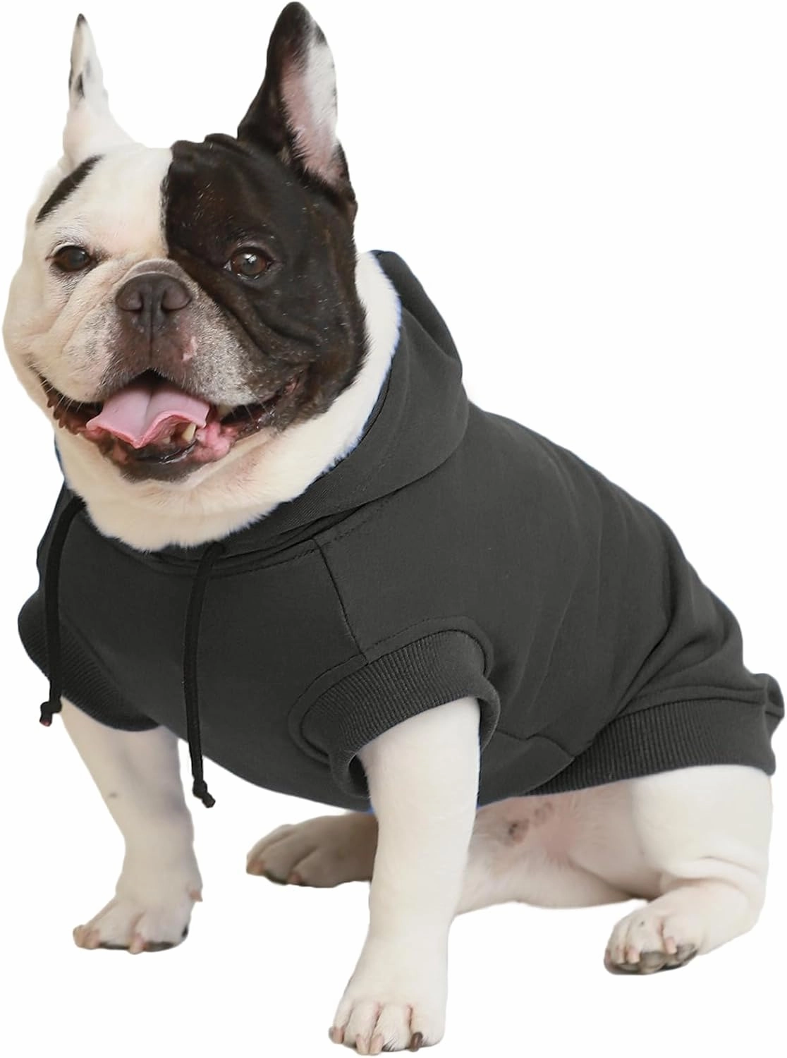 IECOii Large Dog Hoodie,Large Dog Sweater with Hood,Breathable Hooded Sweatshirt for Dogs,Pet Sweatshirt Outfit for Dogs Boy and Girl, Dachshund,French Bulldog Hooded Clothes,Grey,L(No Fleece Lined)