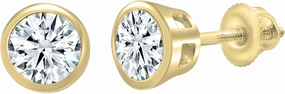 IGI Certified 1.00 Carat (ctw) Round Lab Grown White Diamond Basket Bezel Set Stud Earrings for Women in 10K Solid Gold