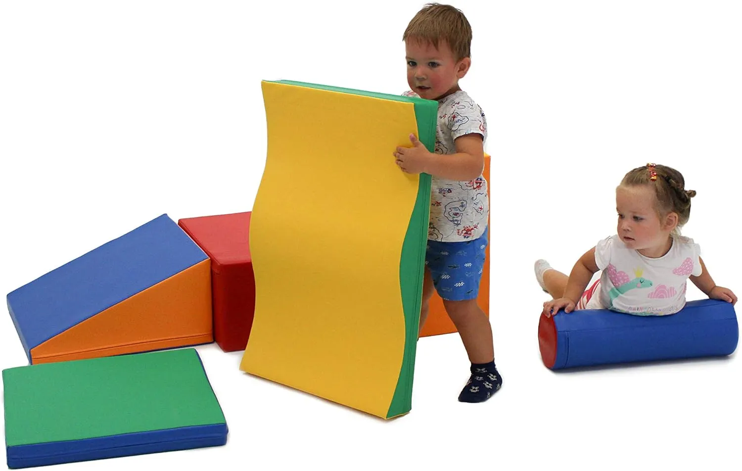 IGLU Soft Play Discoverer Set for Toddlers 1-3 Crawling and Climbing Indoor Foam Block Step and Slide Equipment Montessory Activity Toys 7 Shapes with Anti Slip (Multicolor, Large)