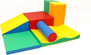 IGLU Soft Play Discoverer Set for Toddlers 1-3 Crawling and Climbing Indoor Foam Block Step and Slide Equipment Montessory Activity Toys 7 Shapes with Anti Slip (Multicolor, Large)