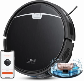 ILIFE Robot Vacuum and Mop, 3000Pa Strong Suction Robot Vacuum Cleaner, Gyro Navigation, App Control, No Tangle, Compatible with 2.4GHz WiFi, Alexa, Ideal for Hard Floor, Pet Hair, V9