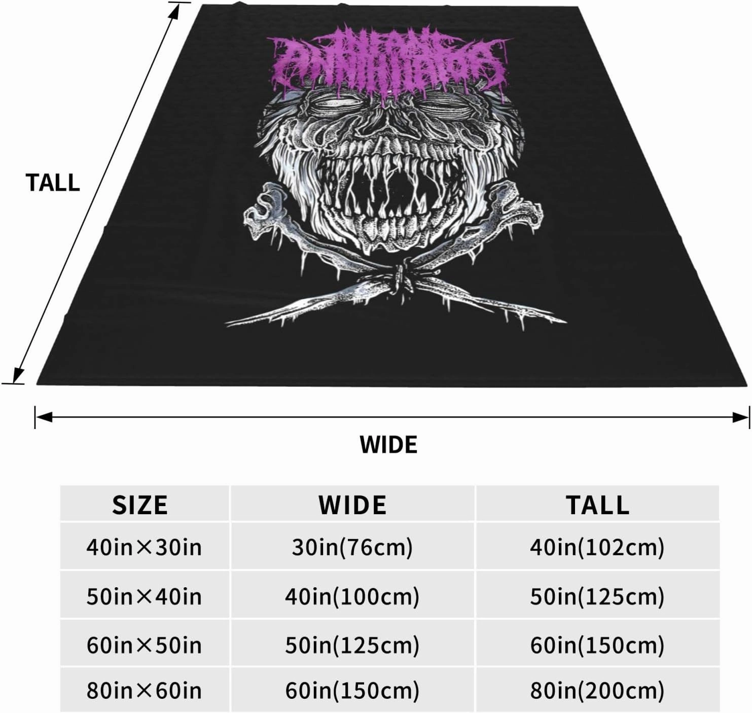 Infant Rock Annihilator Band Fleece Throw Blanket Flannel Air Conditioning Quilt for Couch Camping Travel 50"x40"