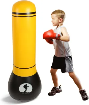 Inflatable Punching Bag for Kids Boxing Set for Practicing Karate, Taekwondo, MMA and to Relieve Pent Up Energy in Kids and Adults