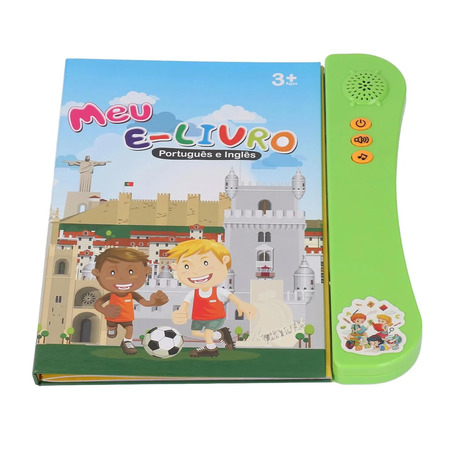 Interactive Sound Book for Portuguese English Bilingual Children, with Alphabet Numbers Animals Fruits Vegetables for Beginners (Green)